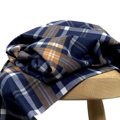 RESTSTÜCK 90cm !!! - Flanell - Plaid - blue navy