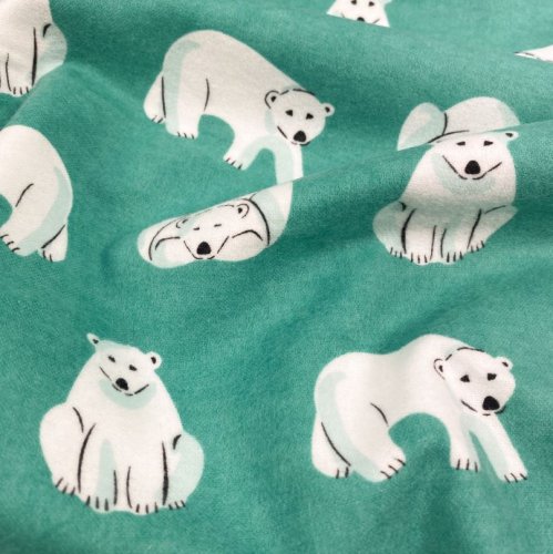 Bio Flanell - Polar Bears - teal - Northerly - Cloud9 Fabrics