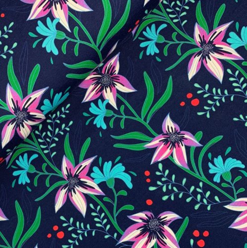 Bio Jersey - Flourish and Shine - Col. 04 - blue navy - Shine - Hamburger Liebe - Albstoffe
