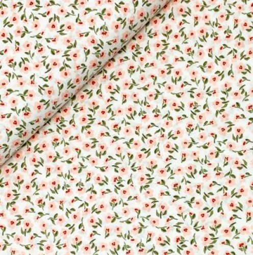 Preview: RESTSTÜCK 1,40m !!! - Viskose - Flowers - Antonia - white