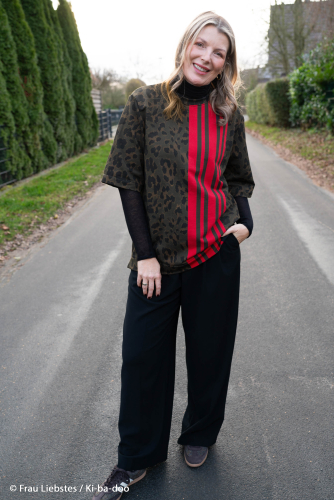 Preview: Modal French Terry - Leo Streifen - rot/anthrazit - Swafing by Kibadoo