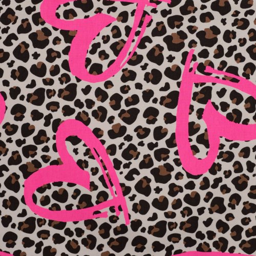 French Terry - Heart Leopard - caramel/neon