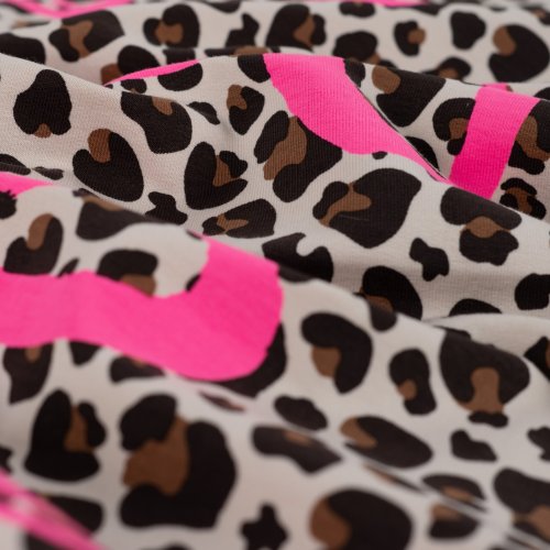 French Terry - Heart Leopard - caramel/neon