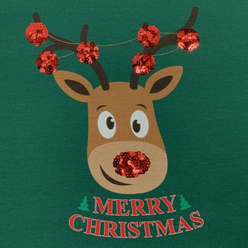 RESTSTÜCK 1Panel !!! - French Terry Panel - Deer Pailetten - green
