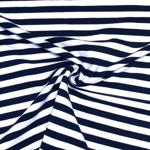RESTSTÜCK 1,30m !!! - French Terry - Streifen - navy/white