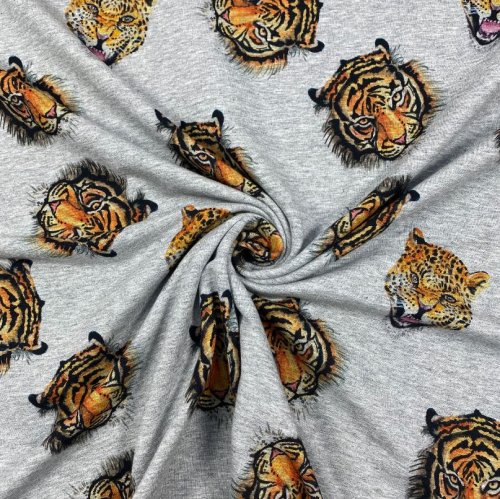 RESTSTÜCK 0,70m !!! - French Terry - Tiger - grau