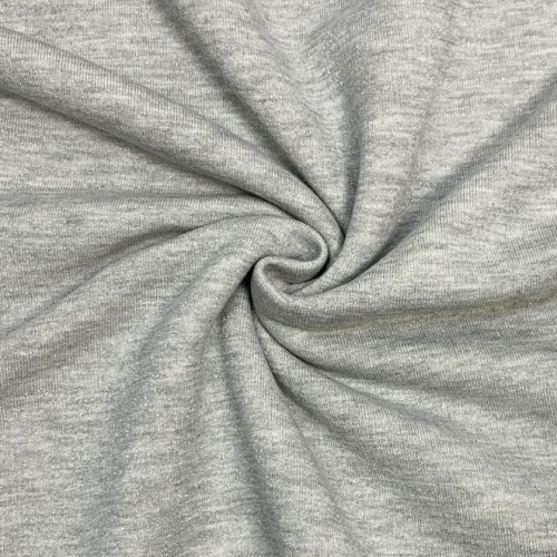 French Terry - brushed - hellgrau melange mit Glitzer
