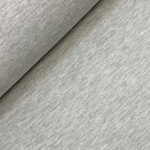 Preview: RESTSTÜCK 1,80m !!! - French Terry - brushed - hellgrau melange mit Glitzer