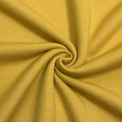 French Terry - brushed - ocre mit silber Glitzer