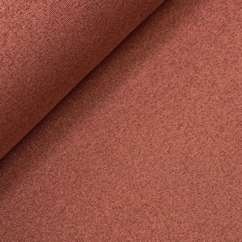 Preview: RESTSTÜCK 0,70m !!! - French Terry - brushed - terra mit kupfer Glitzer
