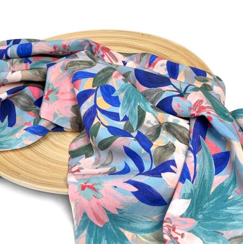 Viskose - Summer Botanical - light blue