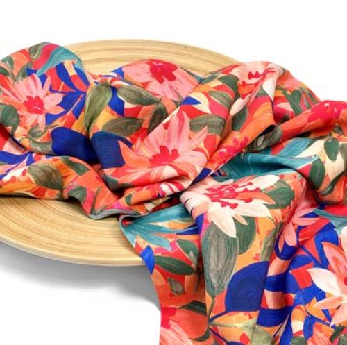 Viskose - Summer Botanical - red