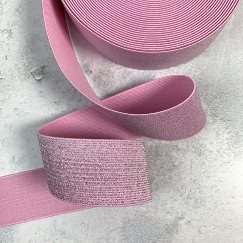 Gummiband - rosa - Glitzer Lurex - 5cm