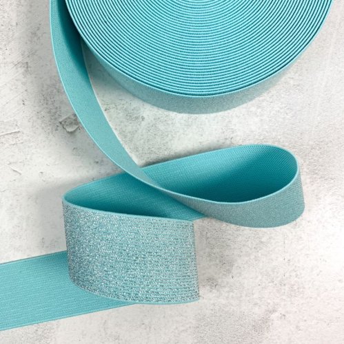 Gummiband - türkis - Glitzer Lurex - 5cm
