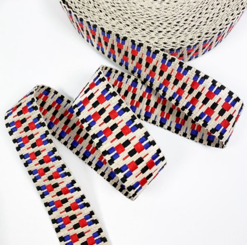 Gurtband - Aztec - 4cm - ecru/black/purple/red