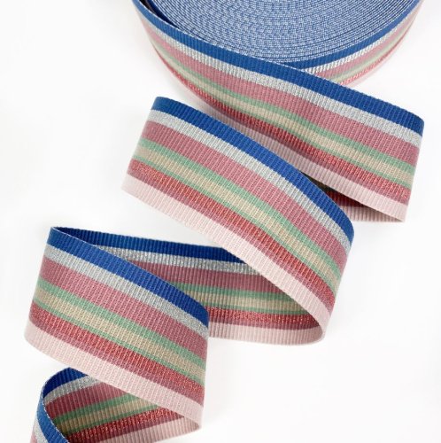 Gurtband - Raf - 5 cm - blue/silver/pink lurex