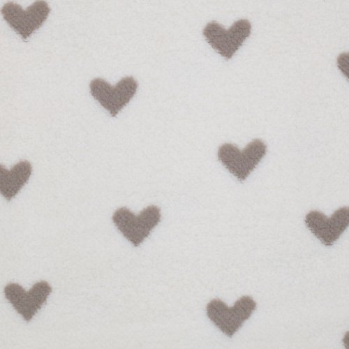Preview: Plüschstoff - Herzchen - ecru/beige