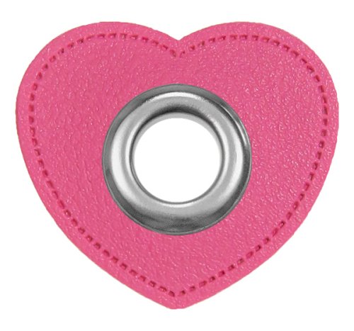 Kunstlederösen - Patches - Herz - pink