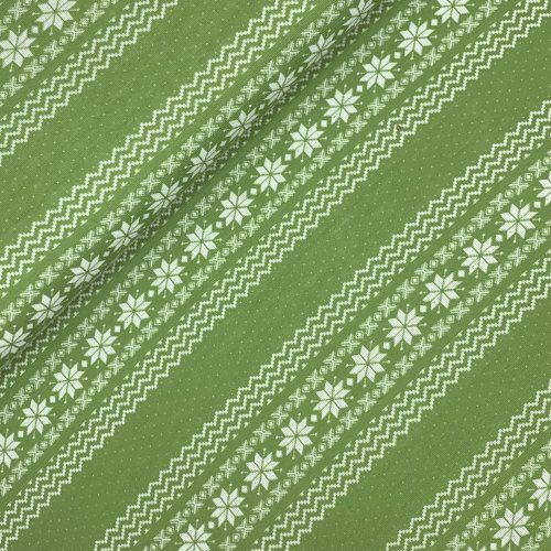 Bio Doubleface Jacquard - Norweger Bordüre - A74 olivia - Albstoffe