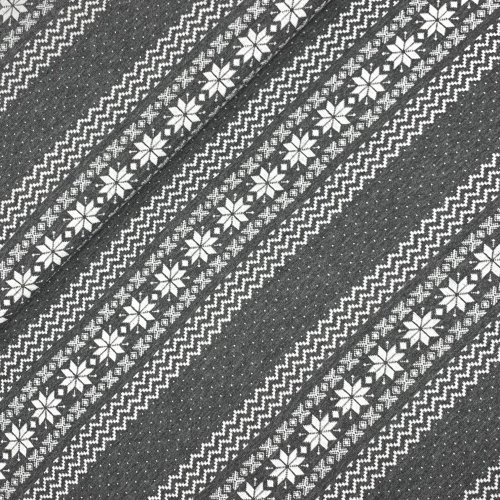 Bio Doubleface Jacquard - Norweger Bordüre - A32 carbon melange - Albstoffe