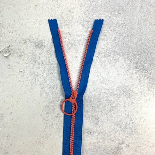 Reißverschluss - nicht teilbar - 30 cm - bicolour - königsblau/lachs