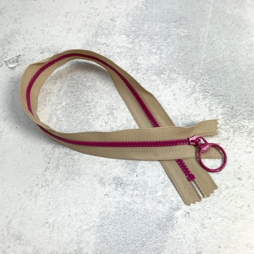 Reißverschluss - nicht teilbar - 30 cm - bicolour - sand/beere