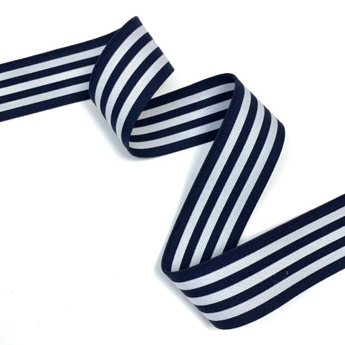 Gummiband - 4cm - breite Streifen - marine/weiß