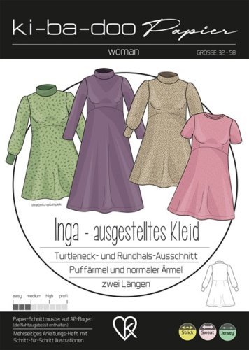 Papierschnittmuster - Inga - ausgestelltes Kleid - Damen - Kibadoo