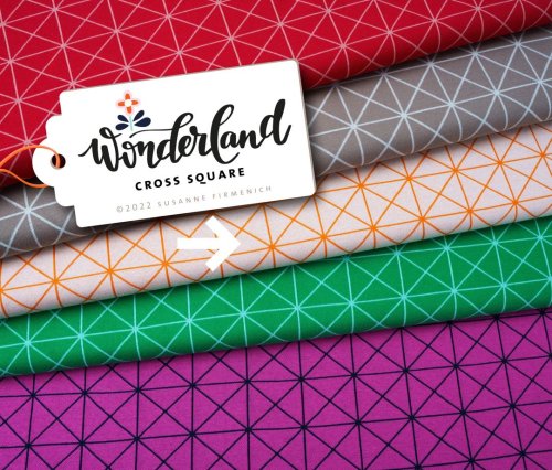 Bio Jacquard - Cross Square - A17/A80 - meringa/papaia - Wonderland - Hamburger Liebe - Albstoffe
