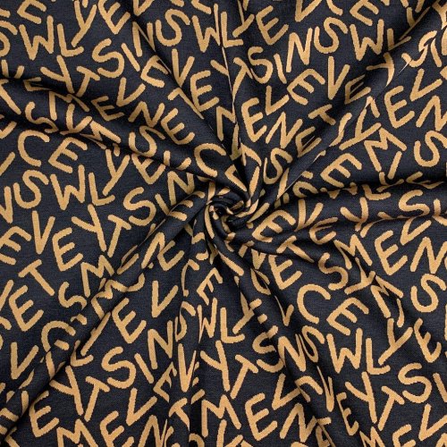 Preview: RESTSTÜCK 2,0m !!! - Viskose Jacquard Jersey - Freddy Letters - caramel black