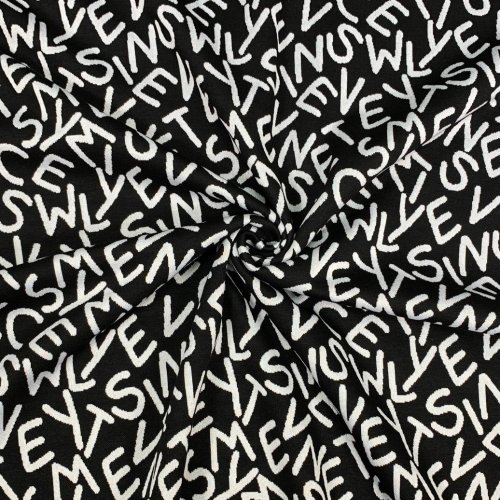 Preview: RESTSTÜCK 0,60m !!! - Viskose Jacquard Jersey - Freddy Letters - white black