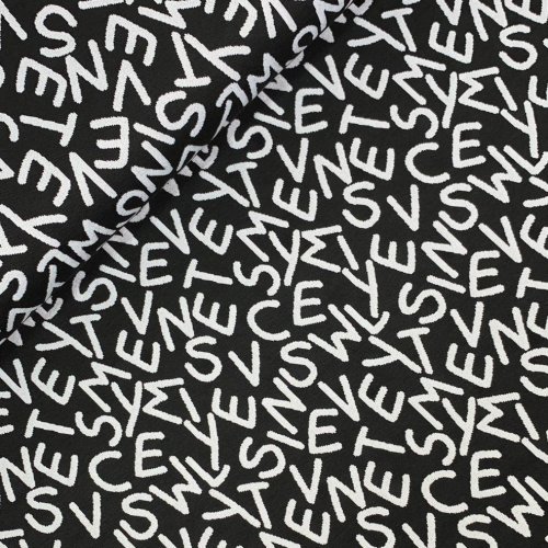 RESTSTÜCK 2,20m !!! - Viskose Jacquard Jersey - Freddy Letters - white black