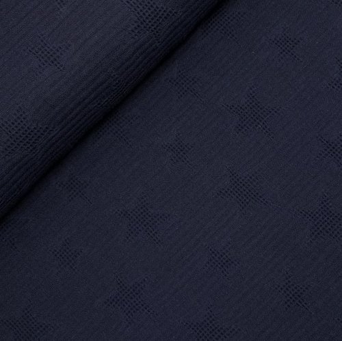 Jacquard Waffelpique Baumwolle - Star - navy