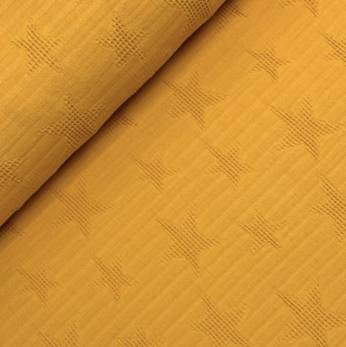 Jacquard Waffelpique Baumwolle - Star - senf