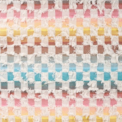 Jeansstoff - Fancy Check - aqua/ecru/cognac