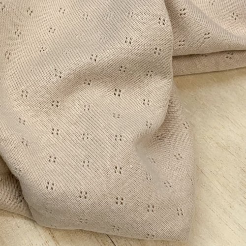 B-WARE !!! - RESTSTÜCK 1,10m !!! - Feinstrickjersey - Ajour Lilou - beige