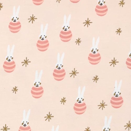 Jersey - Baby - Hase - rosa/gold - Rico Design