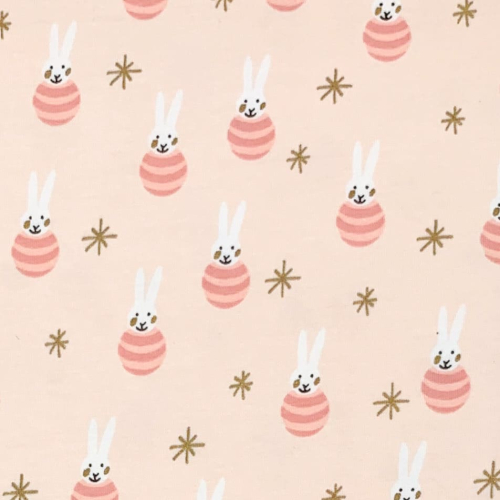 Preview: RESTSTÜCK 1,60m !!! - Jersey - Baby - Hase - rosa/gold - Rico Design