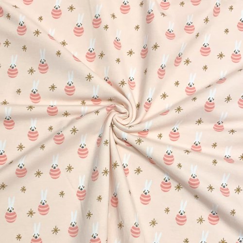 Jersey - Baby - Hase - rosa/gold - Rico Design