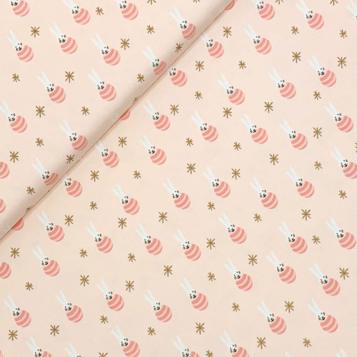RESTSTÜCK 1,60m !!! - Jersey - Baby - Hase - rosa/gold - Rico Design