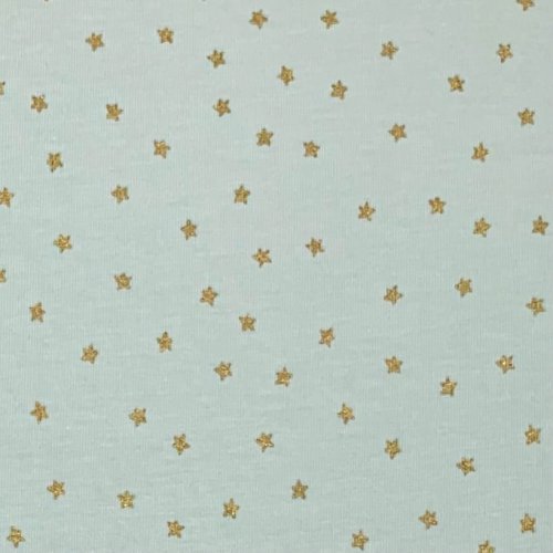 RESTSTÜCK 1,50m !!! - Jersey - Baby - Sterne - mint/gold - Rico Design