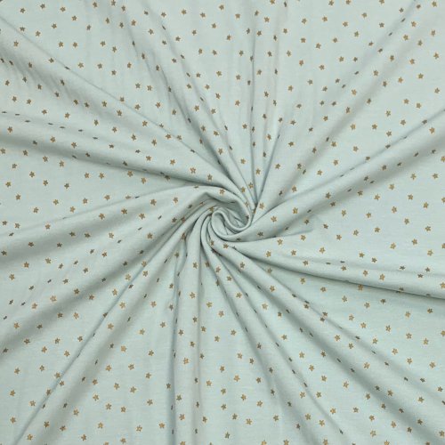 RESTSTÜCK 1,50m !!! - Jersey - Baby - Sterne - mint/gold - Rico Design