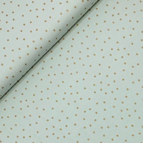 RESTSTÜCK 1,50m !!! - Jersey - Baby - Sterne - mint/gold - Rico Design