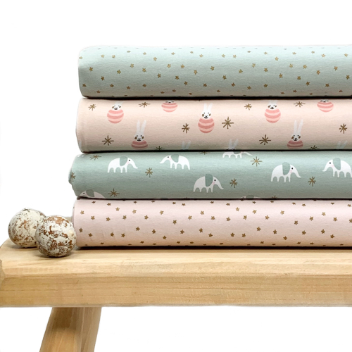 RESTSTÜCK 1,60m !!! - Jersey - Baby - Hase - rosa/gold - Rico Design