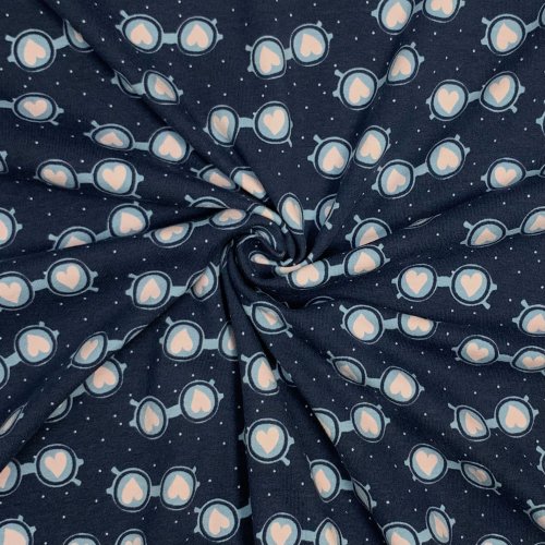 Jersey - Herzchen Brille - navy