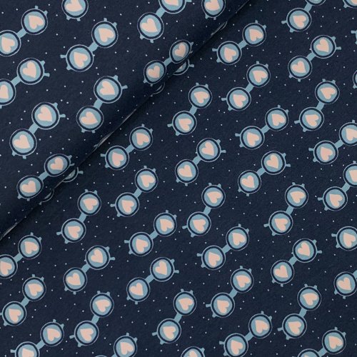 Jersey - Herzchen Brille - navy