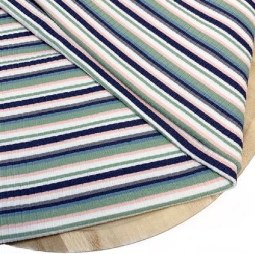RESTSTÜCK 80cm !!! - Rib Jersey - Lenora - Streifen - blue/green