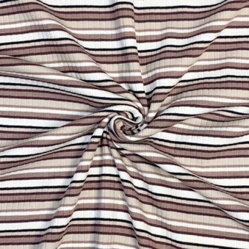 Rib Jersey - Lenora - Streifen - brown
