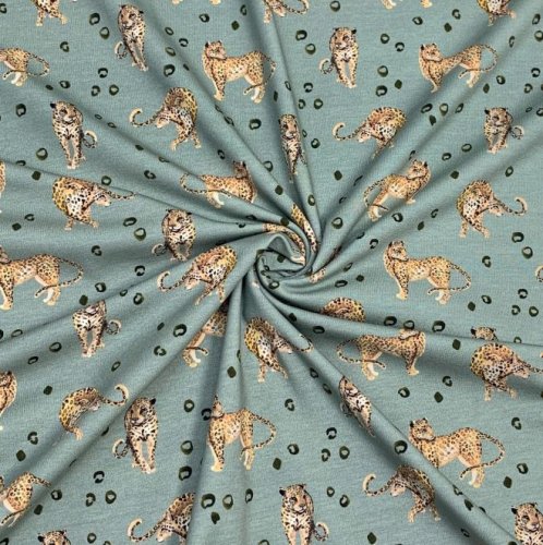 RESTSTÜCK 1,0m!!! - Jersey - Leopard Sam - dusty green