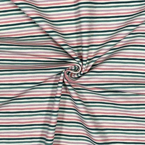 Jersey - Multicolor Stripes - grün/flieder/rosa
